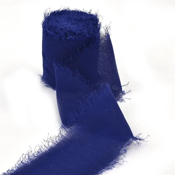 Cinta de gasa deshilachada de 5 m, cinta decorativa para regalos, cinta vintage para decoración de bodas, arreglo creativo hecho a mano, decoración elegante azul oscuro