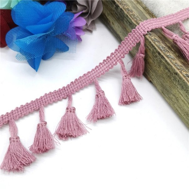 Cinta decorativa de algodón con flecos 4,5 cm longitud 182 cm Borde textil decorativo con flecos para coser decoraciones de textil para el hogar y manualidades rosa empolvado