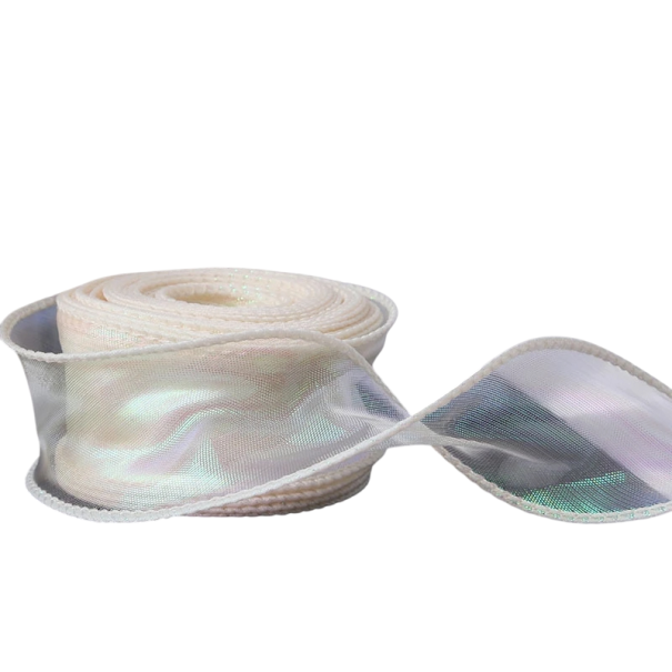 Cinta reflectante arcoiris con borde ondulado 4 cm x 9 m Cinta decorativa brillante para regalos Cinta decorativa para embalaje Decoración navideña Manualidades beige