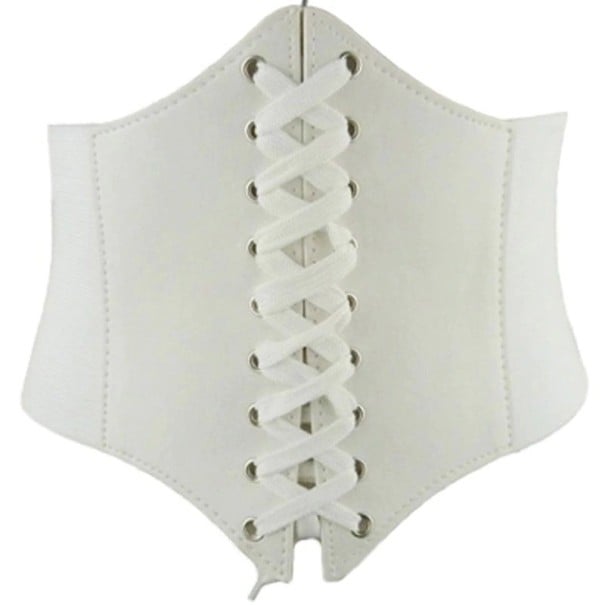 Cinto de corset de couro para senhora branco