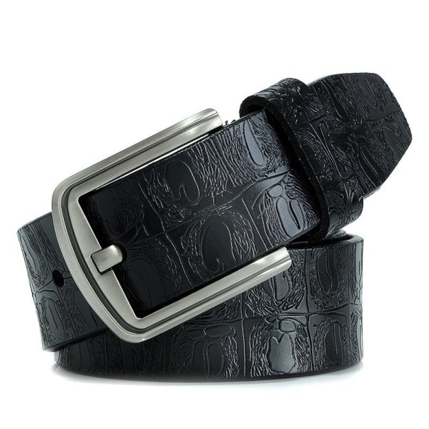 Cinto de pele para homem L395 preto 125 cm