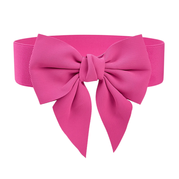 Cinto elástico feminino com grande laço decorativo Acessório elegante para vestidos Cinto decorativo para a cintura Para looks sociais e diários rosa