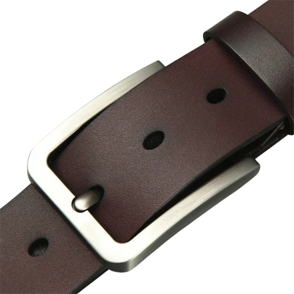 Cinto masculino em pele PU resistente com fivela metálica Largura 3,8 cm Cinto elegante para calças Cinto ajustável e estiloso castanho 125 cm