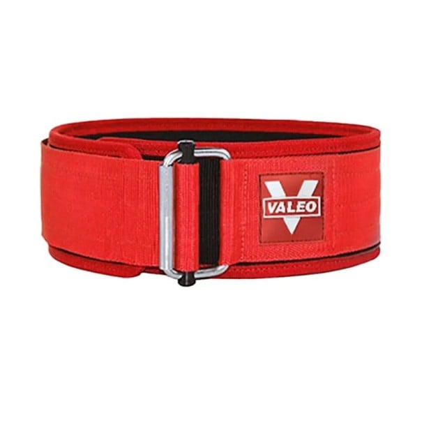 Cintura da sollevamento taglia L piastra 90 cm per circonferenza vita 85–100 cm, cintura in poliestere con fibbia in acciaio per fitness rosso