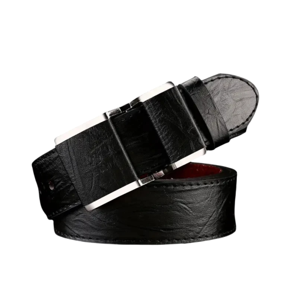Cintura da uomo in pelle 120 x 3,8 cm Cintura elegante in vera pelle Fibbia metallica liscia Stile classico Per occasioni formali nero