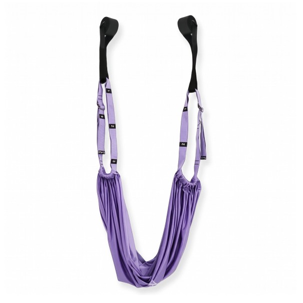 Cintura da yoga per porte 150 x 68 cm fascia elastica con anelli regolabili e doppio fissaggio per allungare schiena e gambe per fitness viola