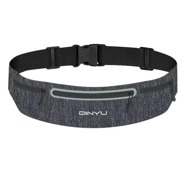 Cintura de corrida desportiva com duas bolsas e saída para auriculares, fechos para telemóvel, corrida, caminhadas, ciclismo, leve e confortável cinzento