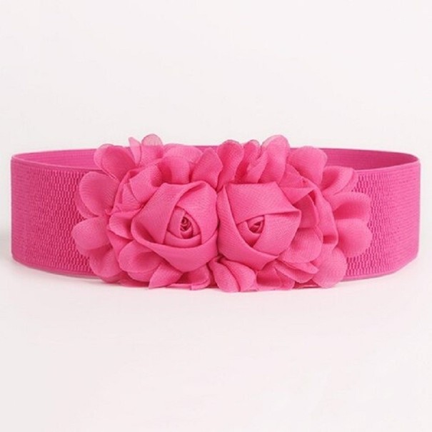 Cintura elastica da donna con fiore rosa scuro