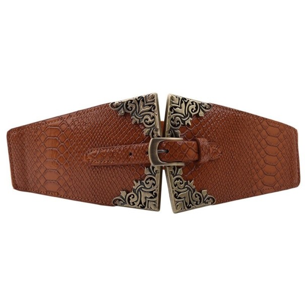 Cintura elastica da donna con ornamenti marrone chiaro