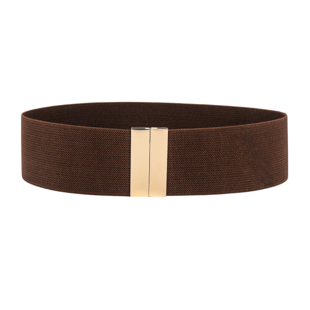 Cintura elastica larga da donna 65 x 5 cm con fibbia metallica dorata Cintura elegante per abiti Modellante per la vita Accessorio di stile per il guardaroba marrone