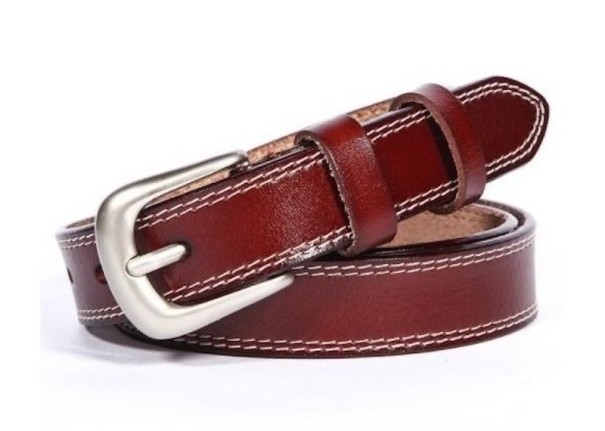 Cintura in pelle da donna marrone 115 cm