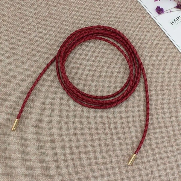 Cintura rotonda in corda per abiti in PU pelle 150 x 0,5 cm Accessorio in pelle elegante per donne Cintura regolabile da annodare in vita Decorazione rosso