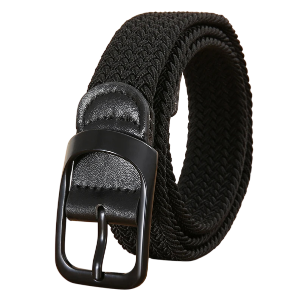 Cintura tessuta 110 x 3,2 cm Cintura elastica da uomo con fibbia in lega Accessorio elegante per uso quotidiano Praticità e comfort nero