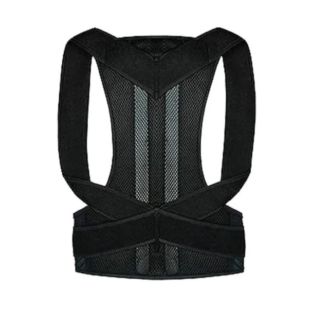 Cinturón corrector de postura para adultos, color negro sólido, soporte ortopédico para columna vertebral, alivio del dolor de espalda y hombros. L