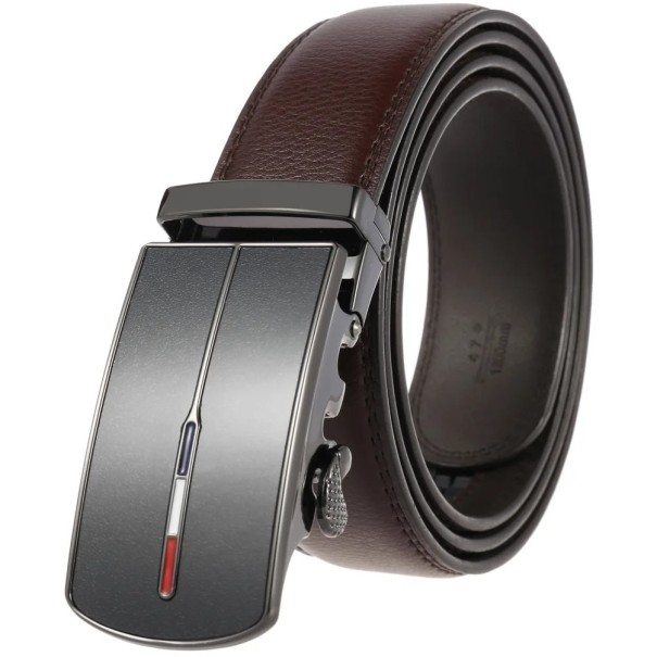 Cinturón de cuero genuino para hombre, 3,5 cm, clásico, con hebilla de metal de aleación de zinc, elegante accesorio para hombre, estilo formal. marrón 120 cm