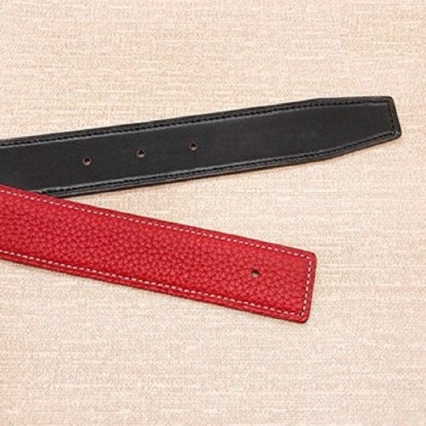 Cinturón de cuero sin hebilla rojo 115 cm