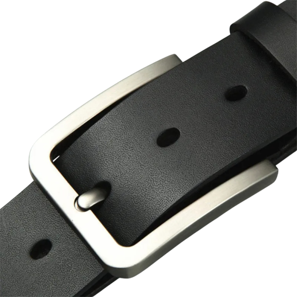 Cinturón de hombre fabricado en piel sintética resistente con hebilla de metal Ancho 3,8 cm Cinturón de pantalón elegante Cinturón ajustable y elegante para hombre negro 105 cm