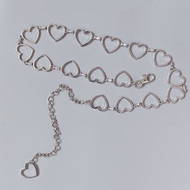 Cinturón de mujer con corazones plateado
