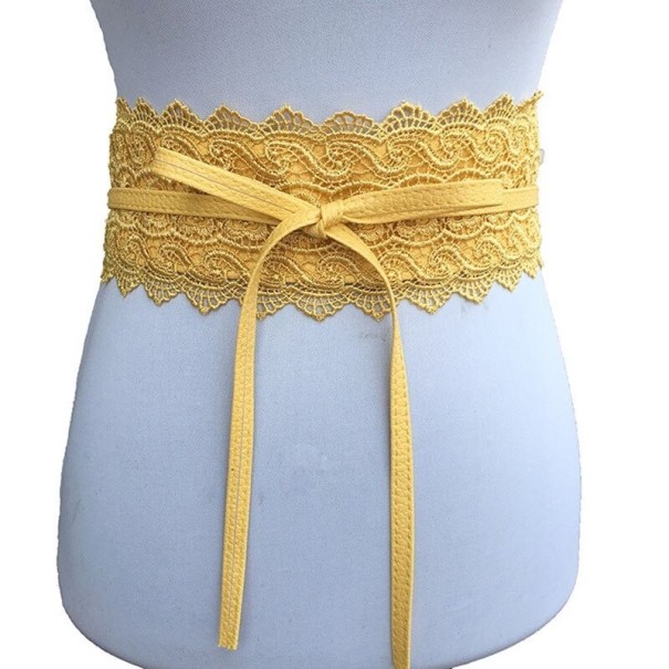 Cinturón de mujer con encaje amarillo