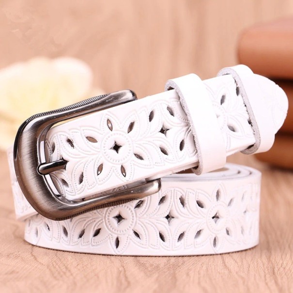 Cinturón de mujer con estampado blanco 110 cm