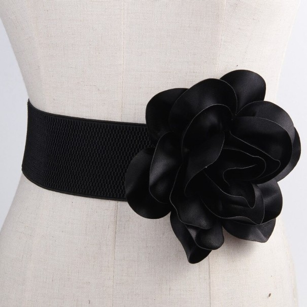 Cinturón de mujer con flor L177 negro