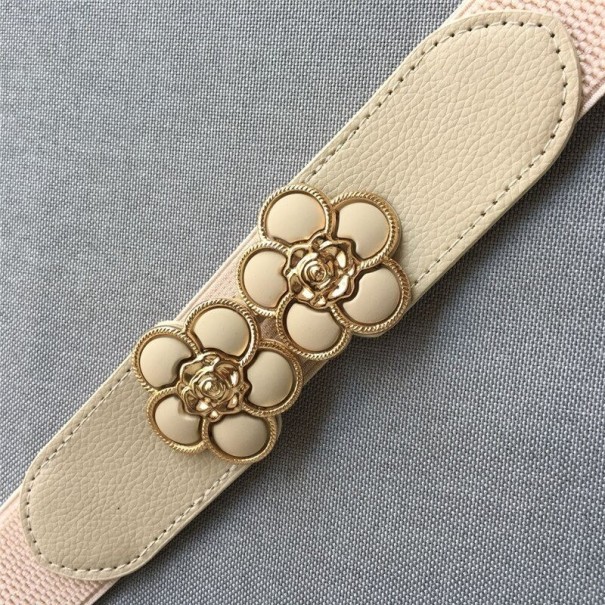 Cinturón de mujer con flores C989 beige