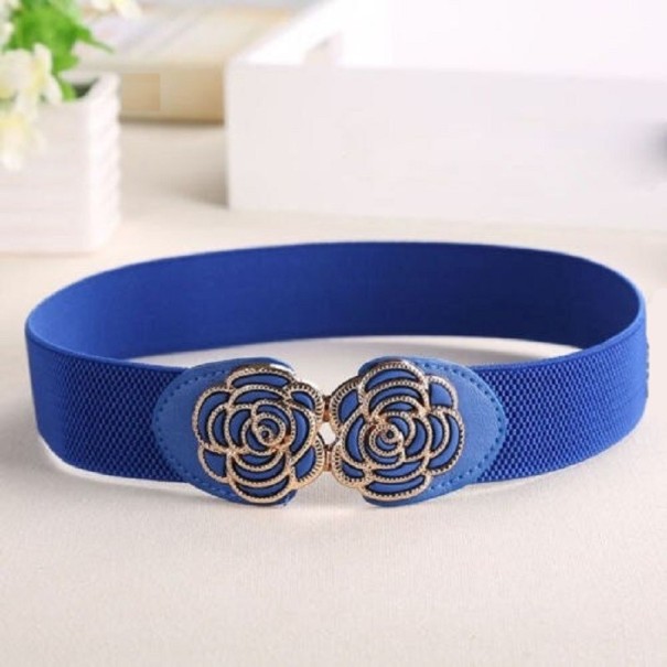 Cinturón de mujer con flores L189 azul