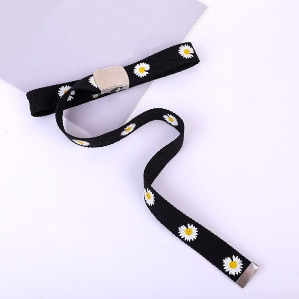 Cinturón de mujer con flores negro