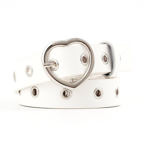 Cinturón de mujer con hebilla de corazón blanco