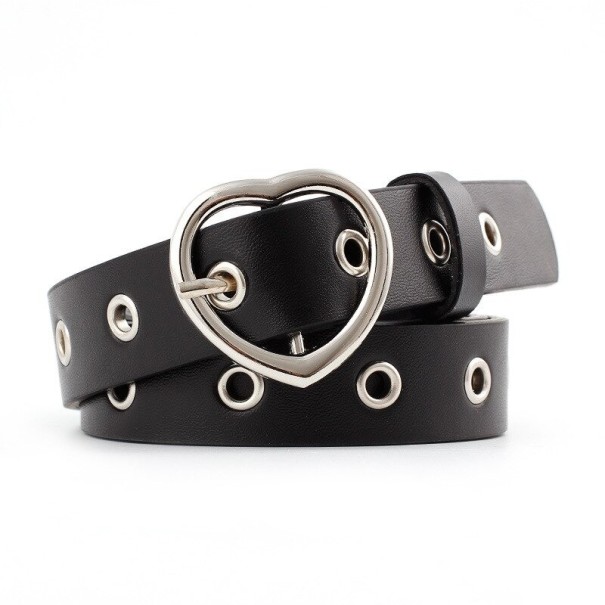 Cinturón de mujer con hebilla de corazón negro