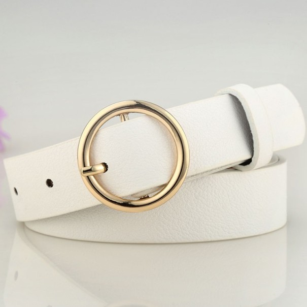 Cinturón de mujer con hebilla dorada J3127 blanco