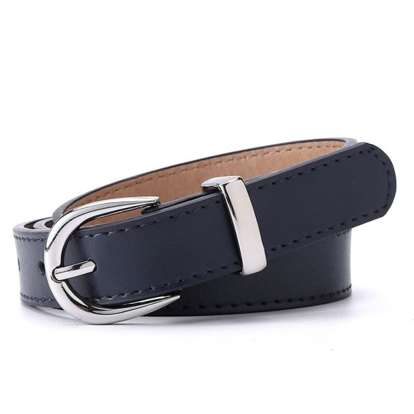 Cinturón de mujer con hebilla plateada azul oscuro 95 cm