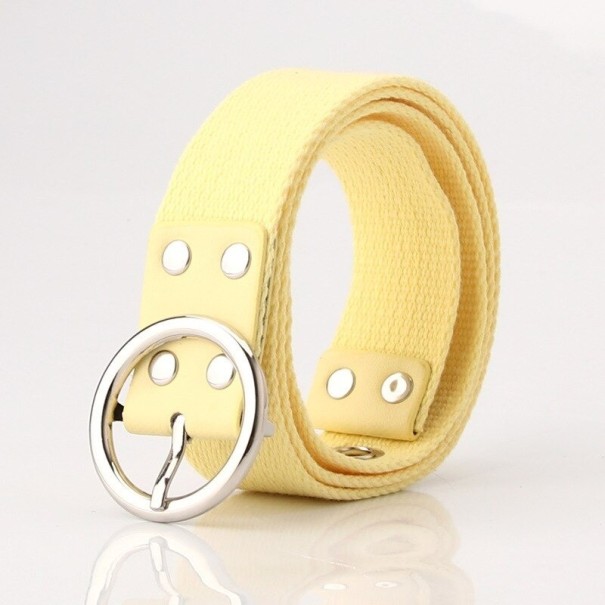 Cinturón de mujer con hebilla redonda L153 amarillo claro