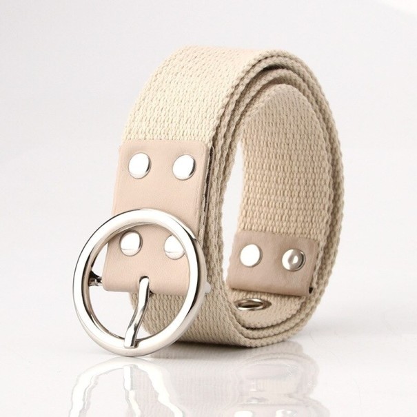 Cinturón de mujer con hebilla redonda L153 beige