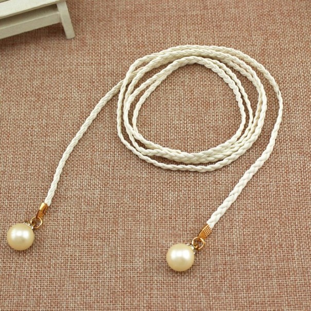 Cinturón de mujer con perla blanco