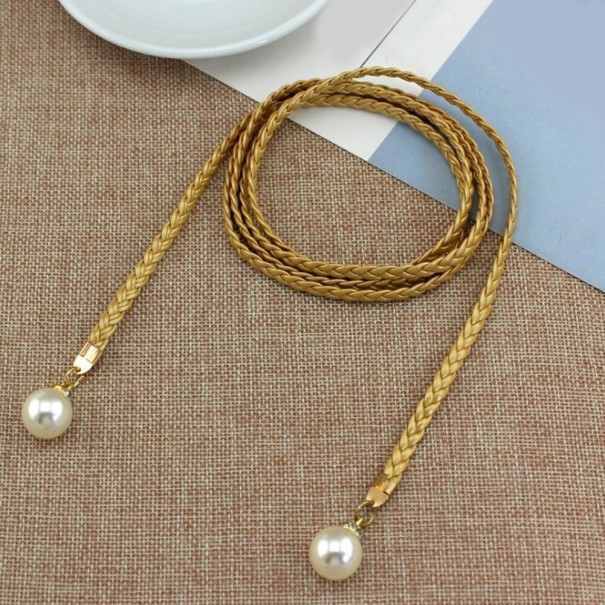 Cinturón de mujer con perla dorado