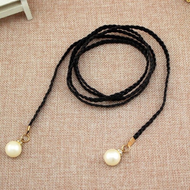 Cinturón de mujer con perla negro Cinturón de mujer con perla negro