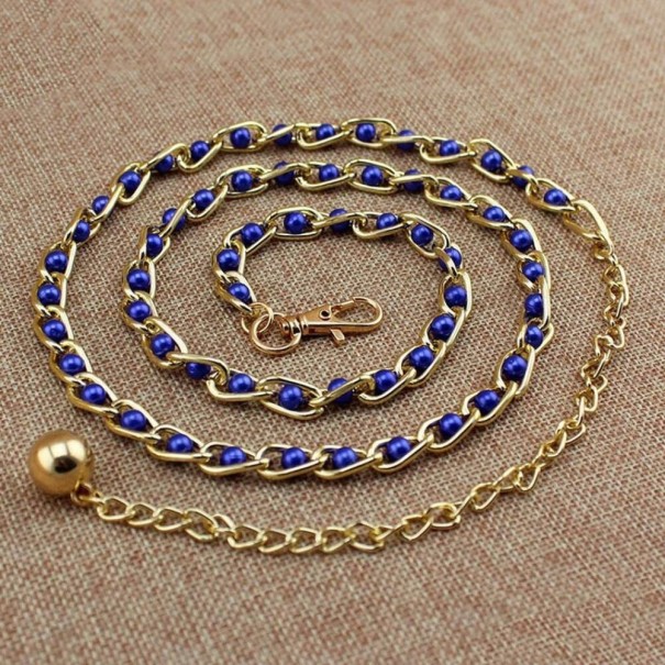 Cinturón de mujer con perlas azul