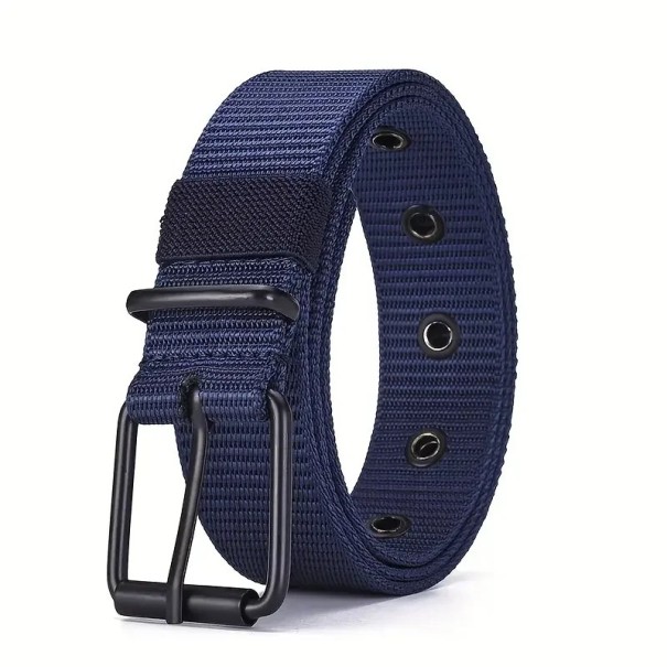 Cinturón de nailon para hombre 118 x 3,4 cm Correa de lona duradera con hebilla de metal Estilo táctico militar Cinturón ajustable para uso diario azul