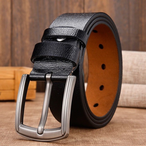 Cinturón de piel para hombre L259 negro 115 cm 1