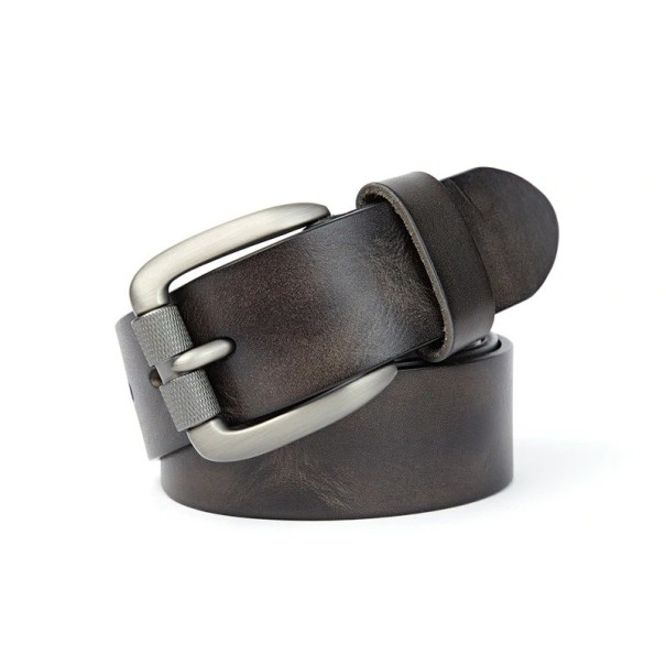 Cinturón de piel para hombre L297 gris oscuro 125 cm