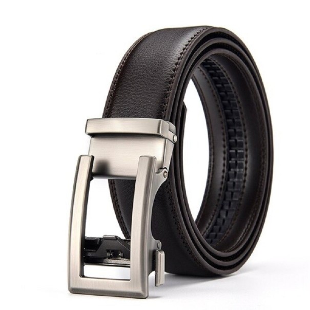 Cinturón de piel para hombre L306 marrón oscuro 110 cm 3