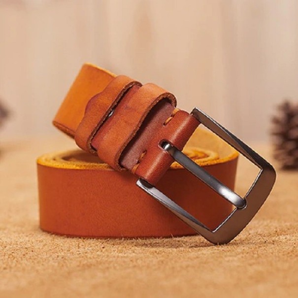 Cinturón de piel para hombre L314 marrón claro 100 cm
