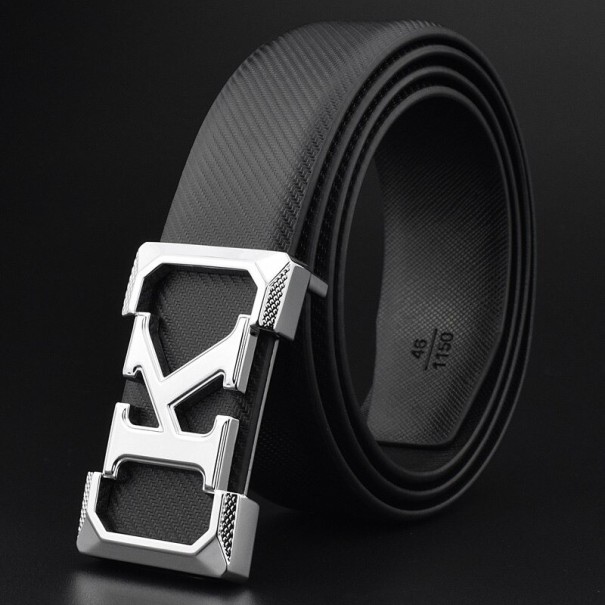 Cinturón de piel para hombre L347 negro 125 cm 2