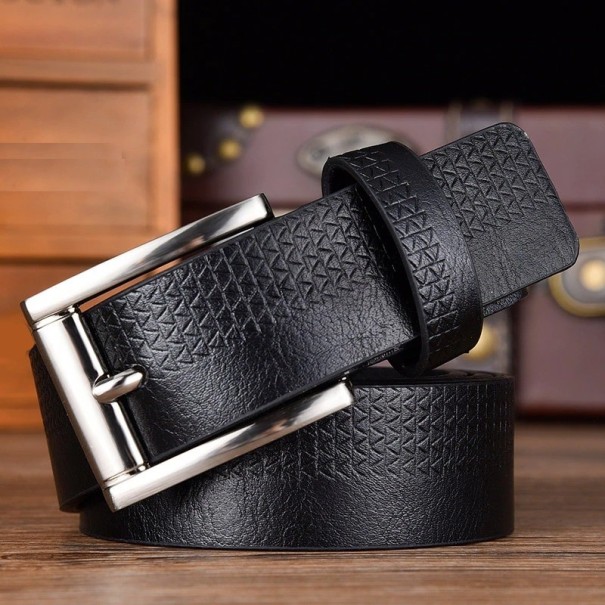Cinturón de piel para hombre L349 negro 110 cm