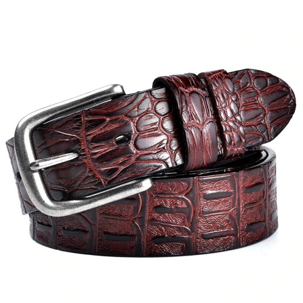 Cinturón de piel para hombre L364 marrón oscuro 115 cm
