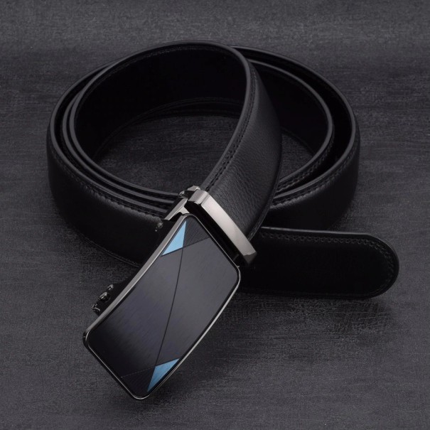 Cinturón de piel para hombre L377 negro 120 cm