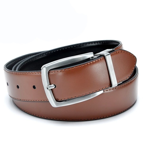 Cinturón de piel para hombre L393 marrón 125 cm 2