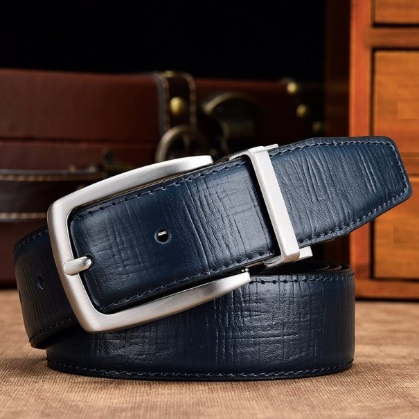 Cinturón de piel para hombre L394 azul oscuro 130 cm