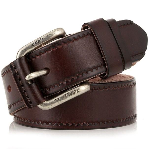 Cinturón de piel para hombre L402 marrón oscuro 120 cm
